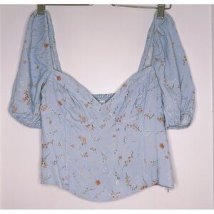 Wilfred Light Blue Floral Novella Blouse from Aritzia Size M